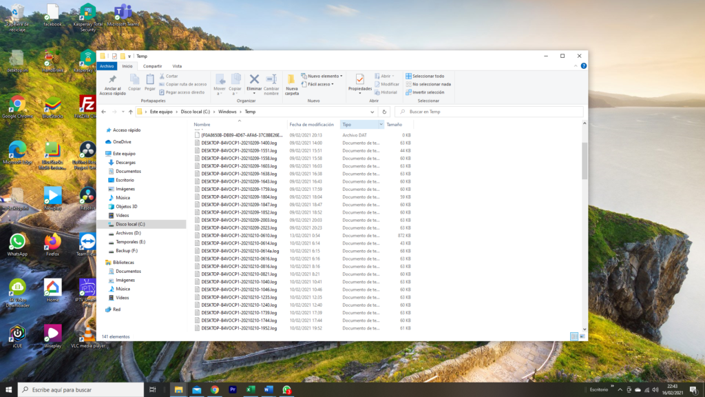 Eliminar Archivos Temporales desde la carpeta temporal